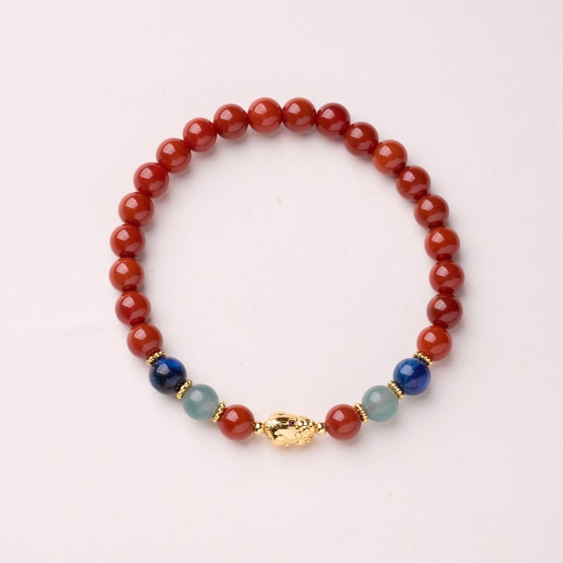 Achát karkötő, Új kínai stílus, kézzel készített gömbölyű gyöngyök, 30 gyöngyből álló dizájn