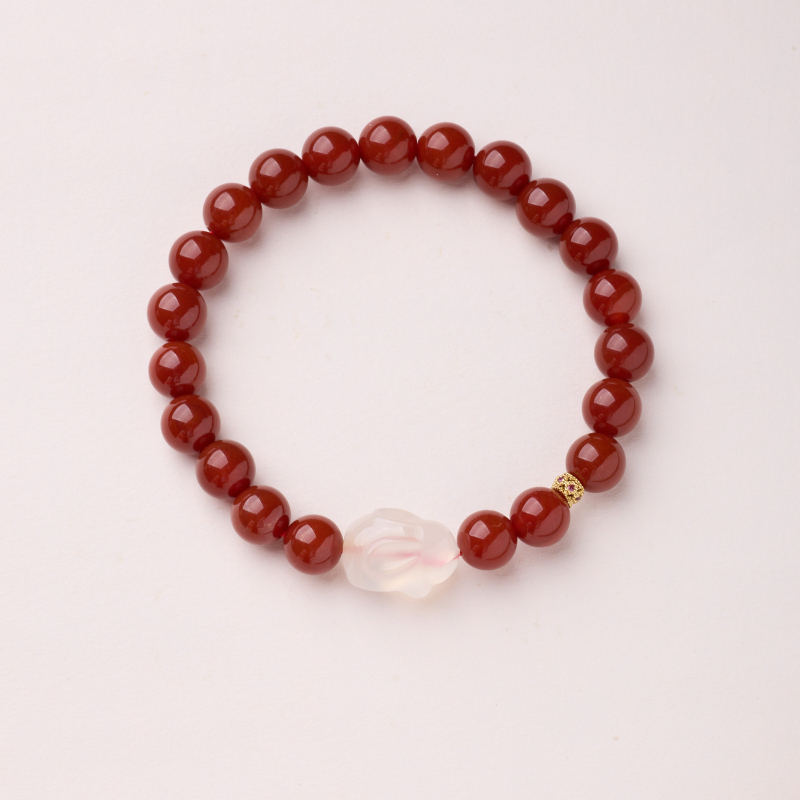 Achát karkötő, Új kínai stílus, kézzel készített gömbölyű gyöngyök, 30 gyöngyből álló dizájn