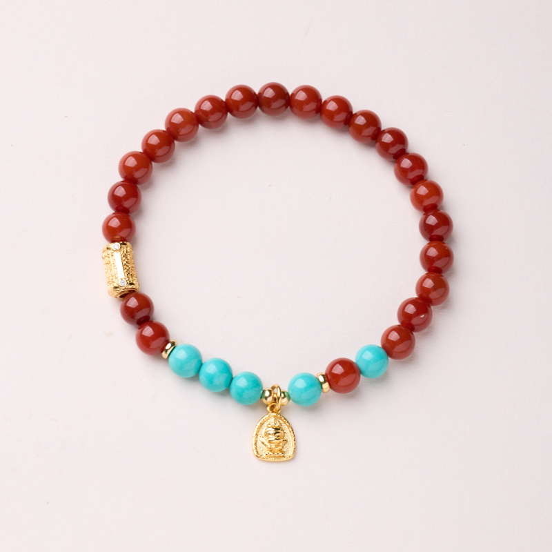 Achát karkötő, Új kínai stílus, kézzel készített gömbölyű gyöngyök, 30 gyöngyből álló dizájn