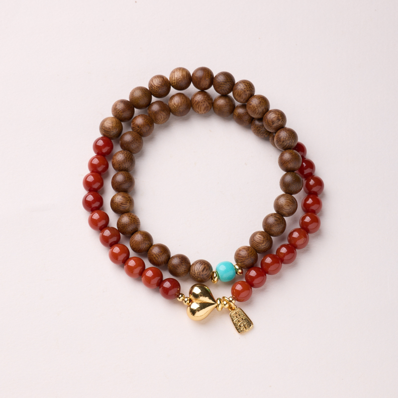 Achát karkötő, Új kínai stílus, kézzel készített gömbölyű gyöngyök, 30 gyöngyből álló dizájn