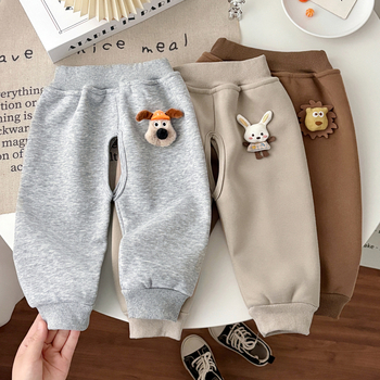 Pantaloni bebe cu crotie deschisă, fleece, tricot din bumbac, 1–3 ani, iarnă/toamnă/primăvară