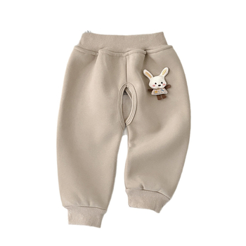 Pantaloni bebe cu crotie deschisă, fleece, tricot din bumbac, 1–3 ani, iarnă/toamnă/primăvară