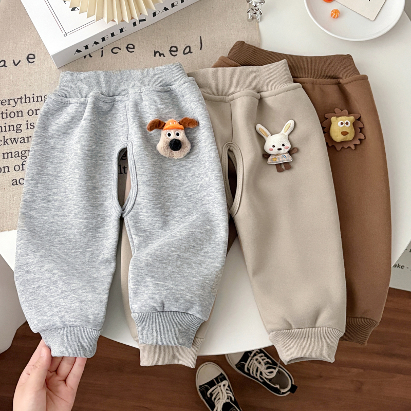 Pantaloni bebe cu crotie deschisă, fleece, tricot din bumbac, 1–3 ani, iarnă/toamnă/primăvară