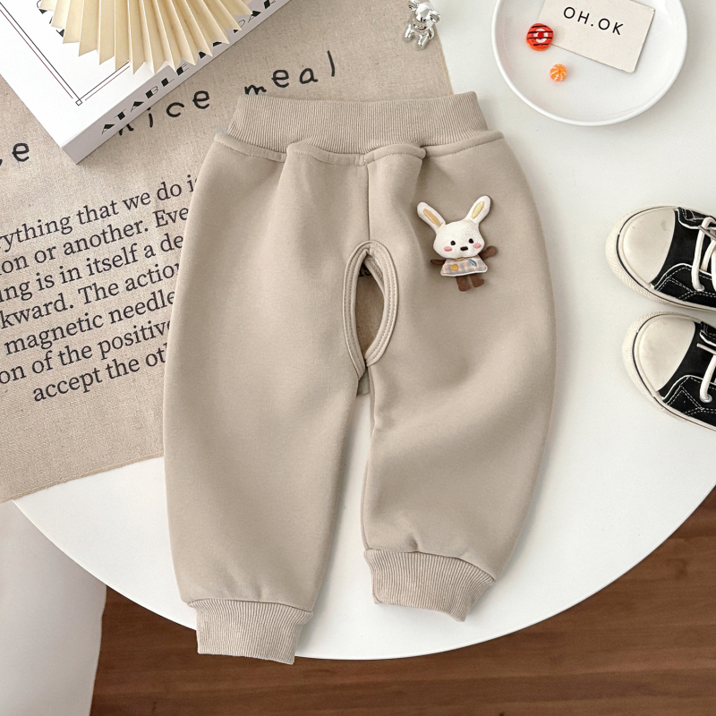 Pantaloni bebe cu crotie deschisă, fleece, tricot din bumbac, 1–3 ani, iarnă/toamnă/primăvară