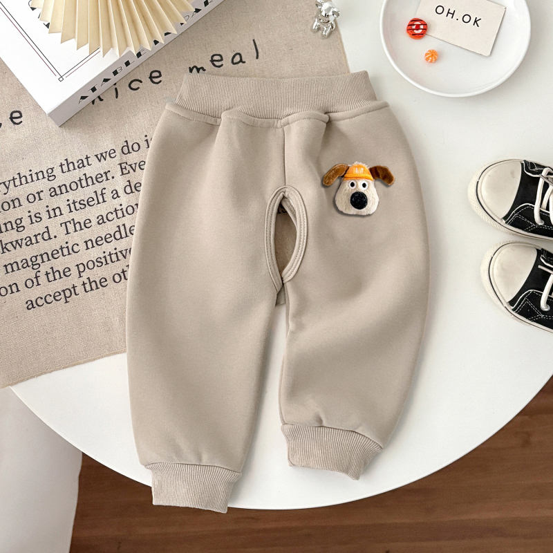 Pantaloni bebe cu crotie deschisă, fleece, tricot din bumbac, 1–3 ani, iarnă/toamnă/primăvară
