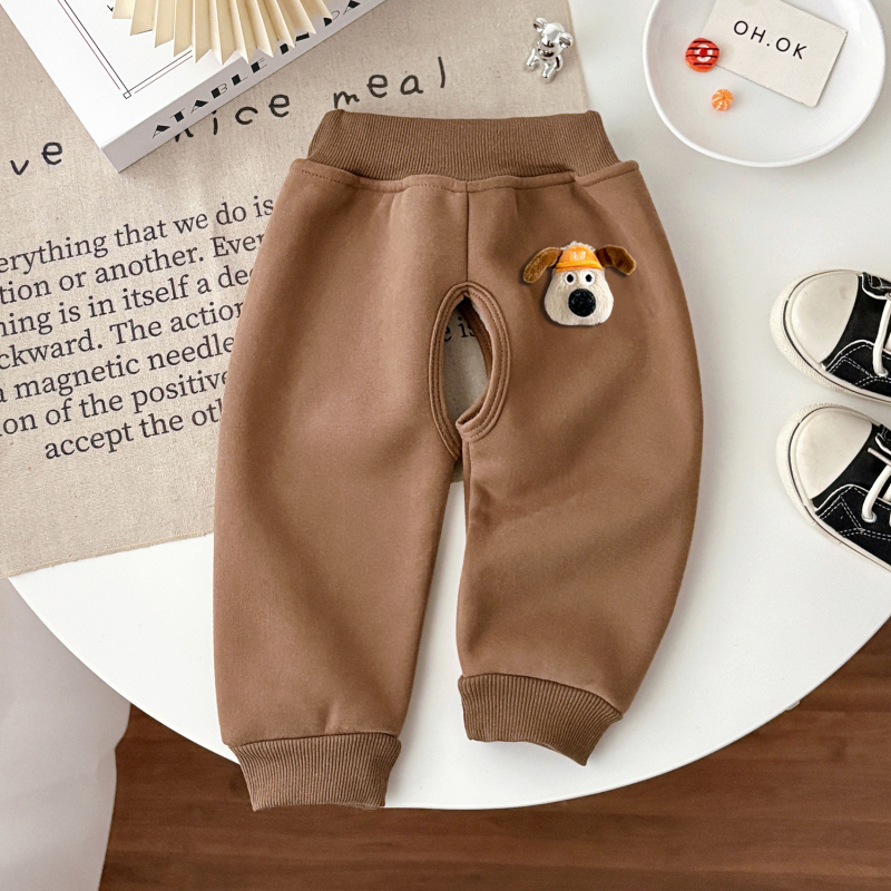 Pantaloni bebe cu crotie deschisă, fleece, tricot din bumbac, 1–3 ani, iarnă/toamnă/primăvară