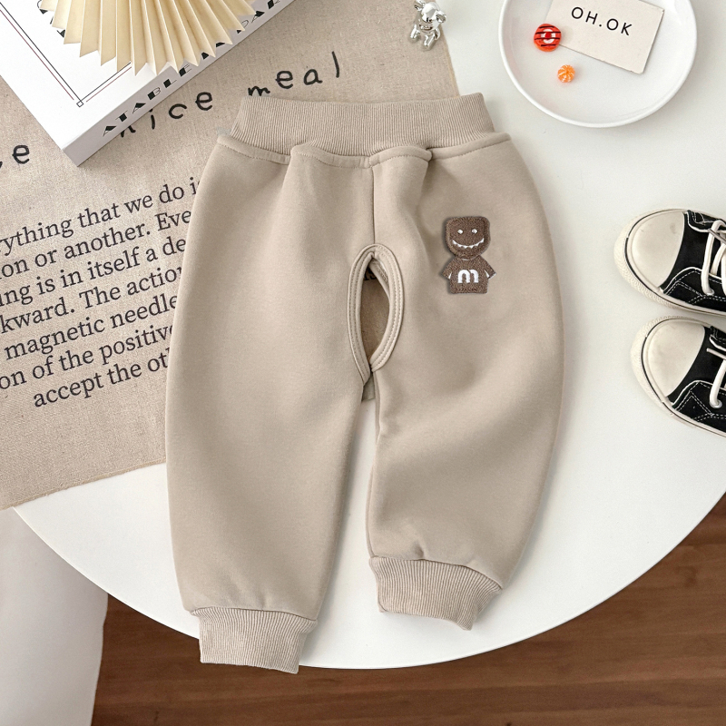 Pantaloni bebe cu crotie deschisă, fleece, tricot din bumbac, 1–3 ani, iarnă/toamnă/primăvară
