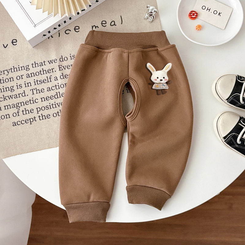 Pantaloni bebe cu crotie deschisă, fleece, tricot din bumbac, 1–3 ani, iarnă/toamnă/primăvară