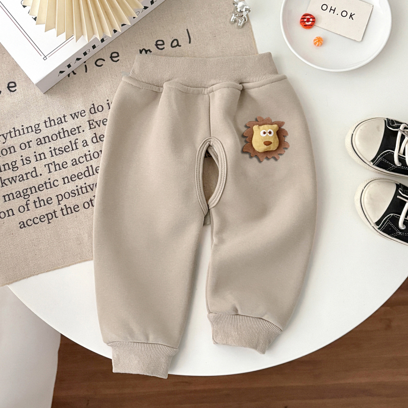 Pantaloni bebe cu crotie deschisă, fleece, tricot din bumbac, 1–3 ani, iarnă/toamnă/primăvară