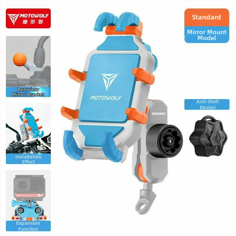 MOTOWOLF Motocikla telefona turētājs bezvadu uzlādei ar lodītes galvas stiprinājumu un plastmasas konstrukciju