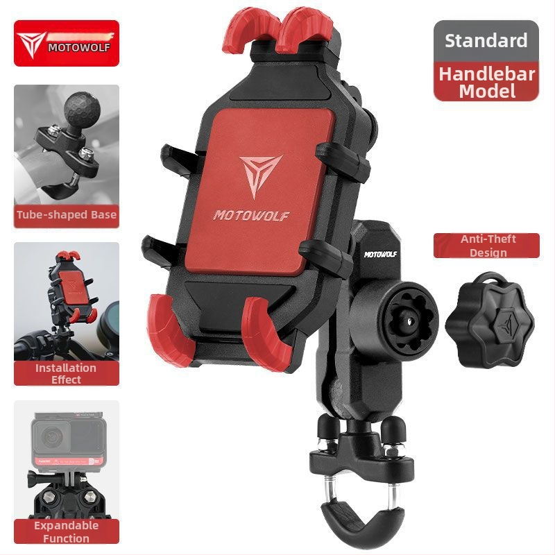 MOTOWOLF Motocikla telefona turētājs bezvadu uzlādei ar lodītes galvas stiprinājumu un plastmasas konstrukciju