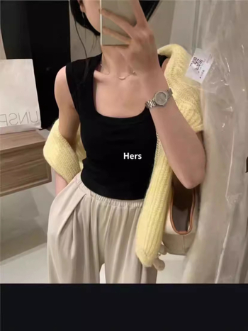 Sieviešu viskozes top bez piedurknēm ar iekšējiem krūšu spilveniem un fiksētiem kausiem, neizņemami pleci, piemērots iekšējai un ārējai valkāšanai, augsta elastība, pavasaris 2024