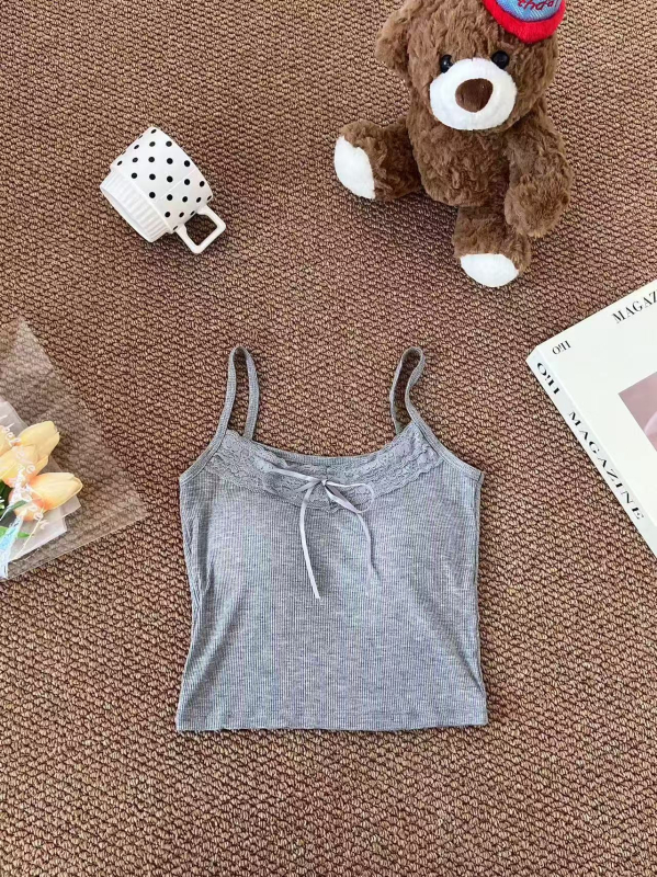 Sievietes camisole top, sling stila, lāča raksts, slim fit, īss garums