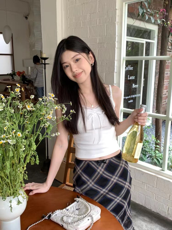 Sievietes camisole top, sling stila, lāča raksts, slim fit, īss garums