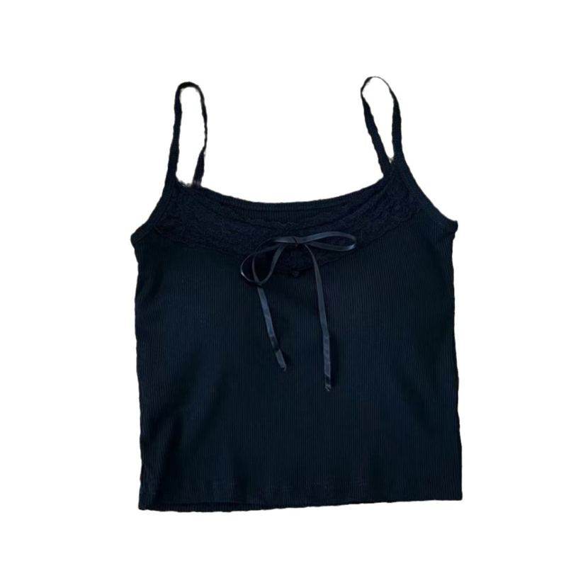 Sievietes camisole top, sling stila, lāča raksts, slim fit, īss garums