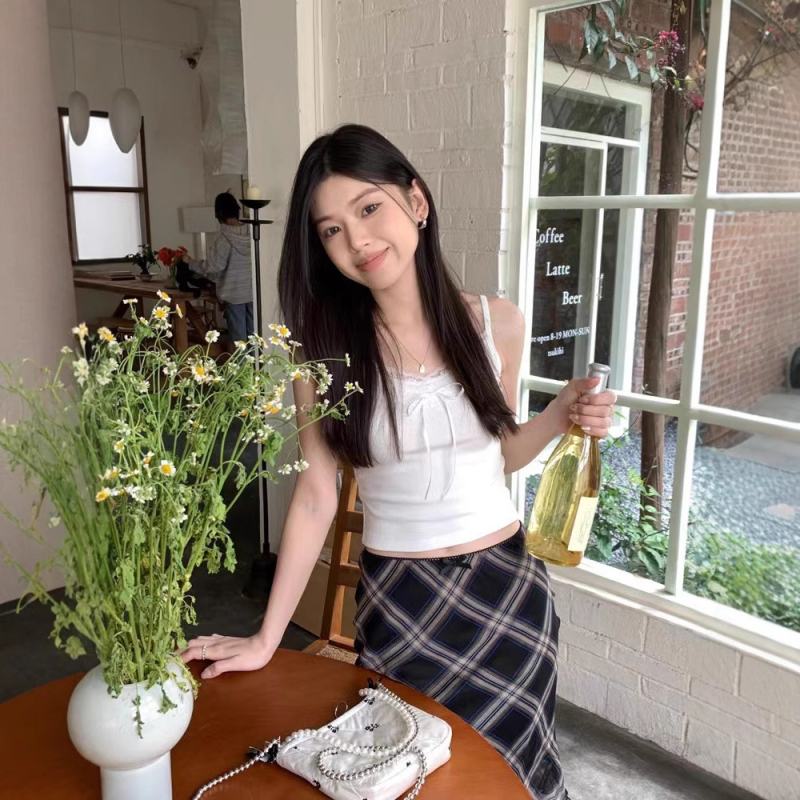 Sievietes camisole top, sling stila, lāča raksts, slim fit, īss garums