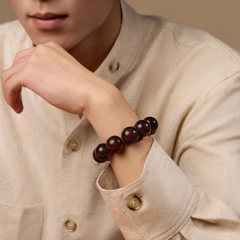 Karkötő – Rosewood gyöngyök, kerek formájú, kézzel készített, 13 darab, új kínai stílus, uniszex.