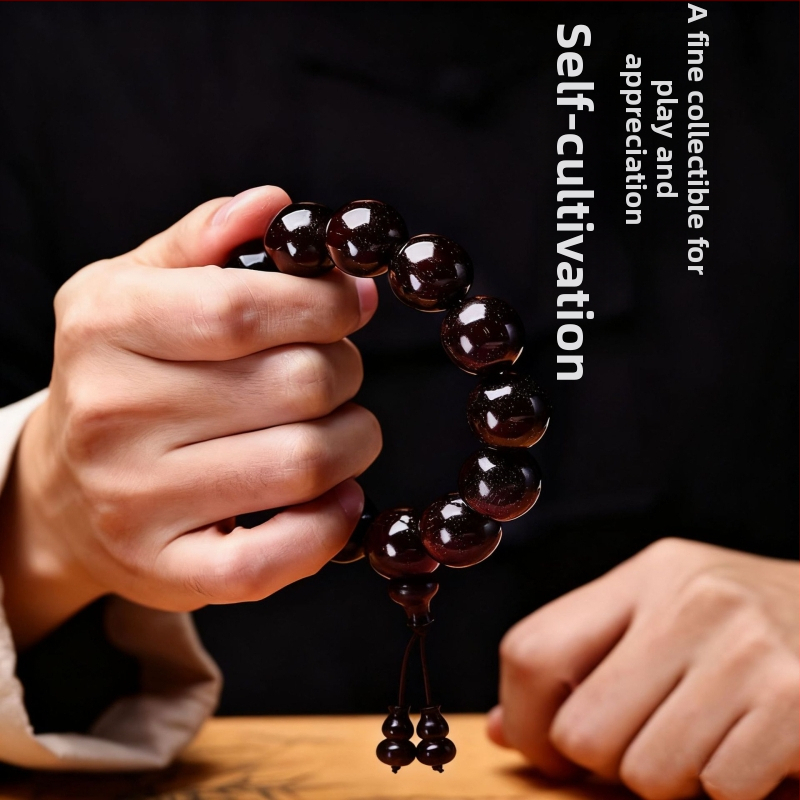 Karkötő – Rosewood gyöngyök, kerek formájú, kézzel készített, 13 darab, új kínai stílus, uniszex.