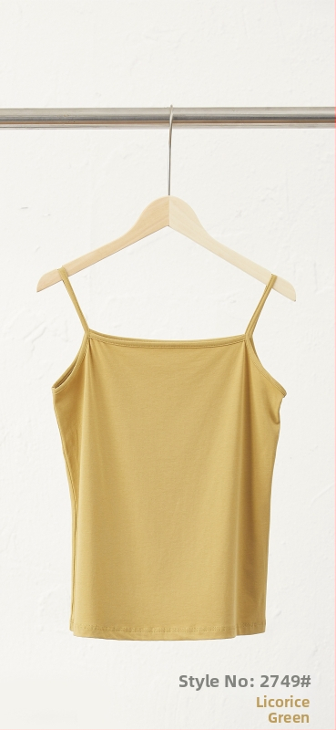 Slim-fit bez piedurknēm camisole tops, kokvilnas-viskozes maisījums, ultratīras plecu siksnas, garums 50–65 cm, rudens 2025 izlaidums