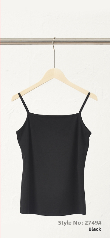 Slim-fit bez piedurknēm camisole tops, kokvilnas-viskozes maisījums, ultratīras plecu siksnas, garums 50–65 cm, rudens 2025 izlaidums