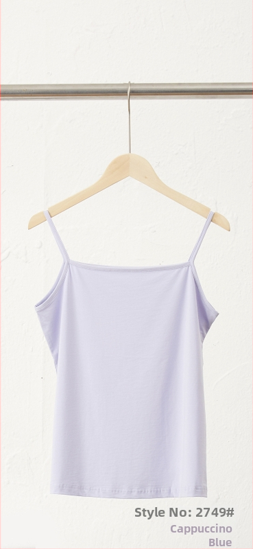 Slim-fit bez piedurknēm camisole tops, kokvilnas-viskozes maisījums, ultratīras plecu siksnas, garums 50–65 cm, rudens 2025 izlaidums