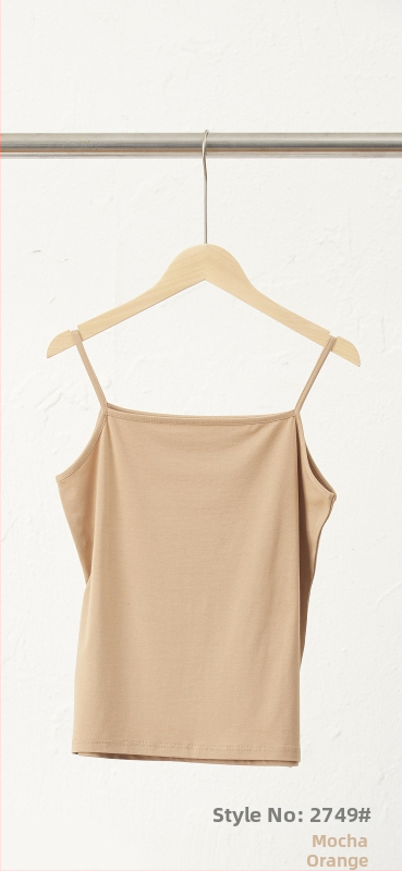 Slim-fit bez piedurknēm camisole tops, kokvilnas-viskozes maisījums, ultratīras plecu siksnas, garums 50–65 cm, rudens 2025 izlaidums