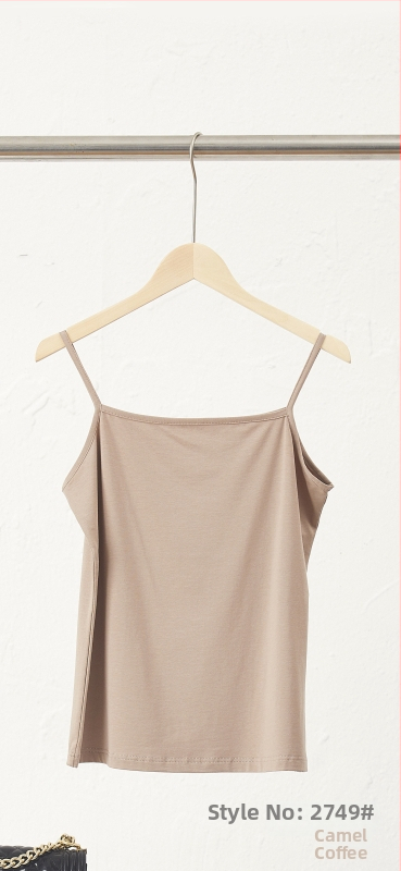 Slim-fit bez piedurknēm camisole tops, kokvilnas-viskozes maisījums, ultratīras plecu siksnas, garums 50–65 cm, rudens 2025 izlaidums