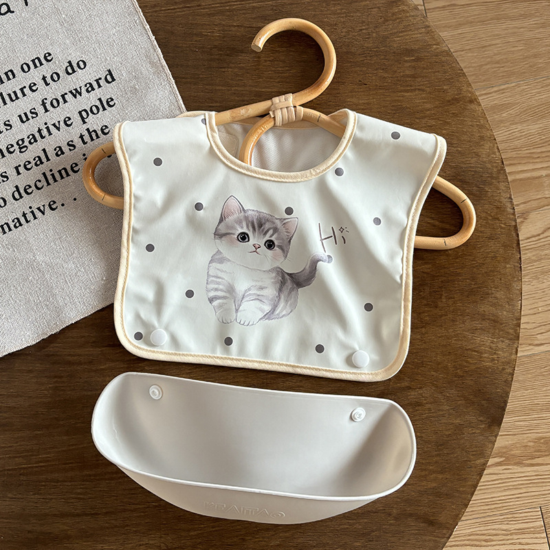 Bebina baveta za bebe i malu djecu - vodootporna, s uzorkom karikature, unisex; PU tkanina + poliestersko vlakno