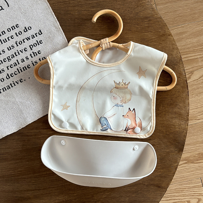Bebina baveta za bebe i malu djecu - vodootporna, s uzorkom karikature, unisex; PU tkanina + poliestersko vlakno