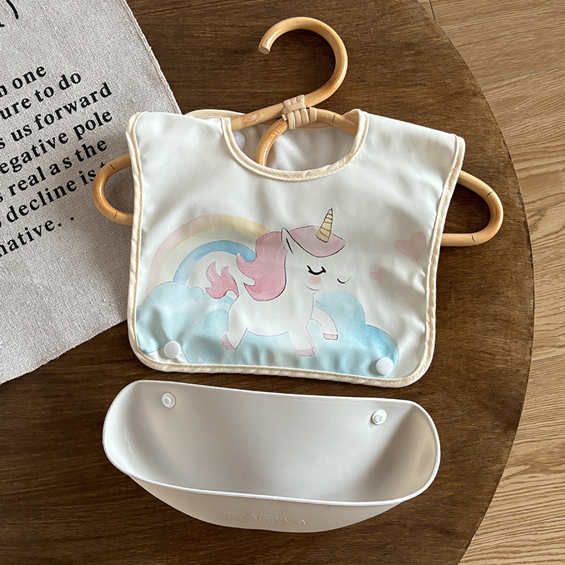 Bebina baveta za bebe i malu djecu - vodootporna, s uzorkom karikature, unisex; PU tkanina + poliestersko vlakno