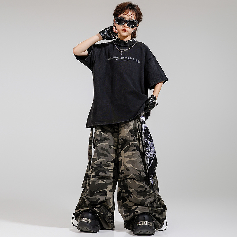 Dječje hip-hop odijelo za street dance s pamukastim hlačama – unisex, jazz nastup, ljeto 2025, 8+ godina