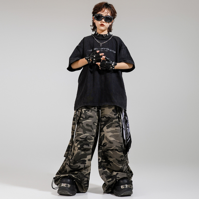 Dječje hip-hop odijelo za street dance s pamukastim hlačama – unisex, jazz nastup, ljeto 2025, 8+ godina
