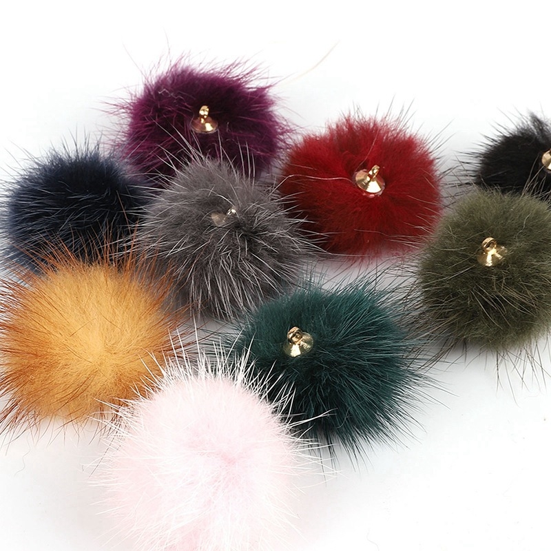 Fülbevalómedál – nyérc szőr, kör alakú, DIY, kézzel készült