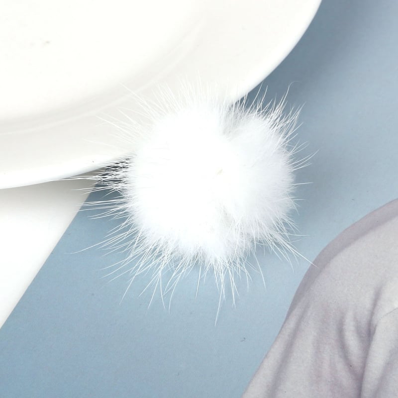 Fülbevalómedál – nyérc szőr, kör alakú, DIY, kézzel készült