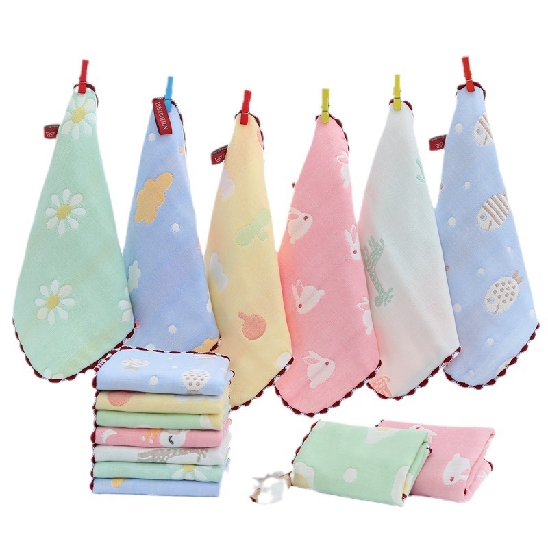 Baba pamut hatszlayer géz kendő, négyzet alakú, cartoon mintával, 22 g, 95% pamut