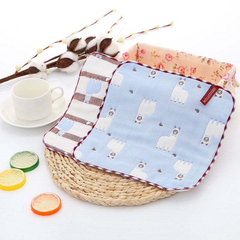 Baba pamut hatszlayer géz kendő, négyzet alakú, cartoon mintával, 22 g, 95% pamut