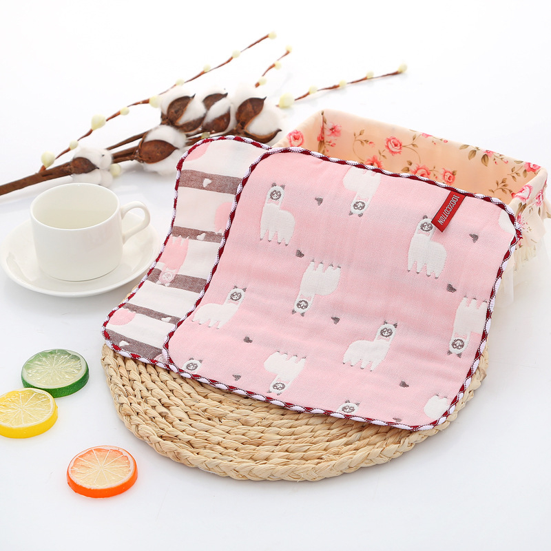 Baba pamut hatszlayer géz kendő, négyzet alakú, cartoon mintával, 22 g, 95% pamut