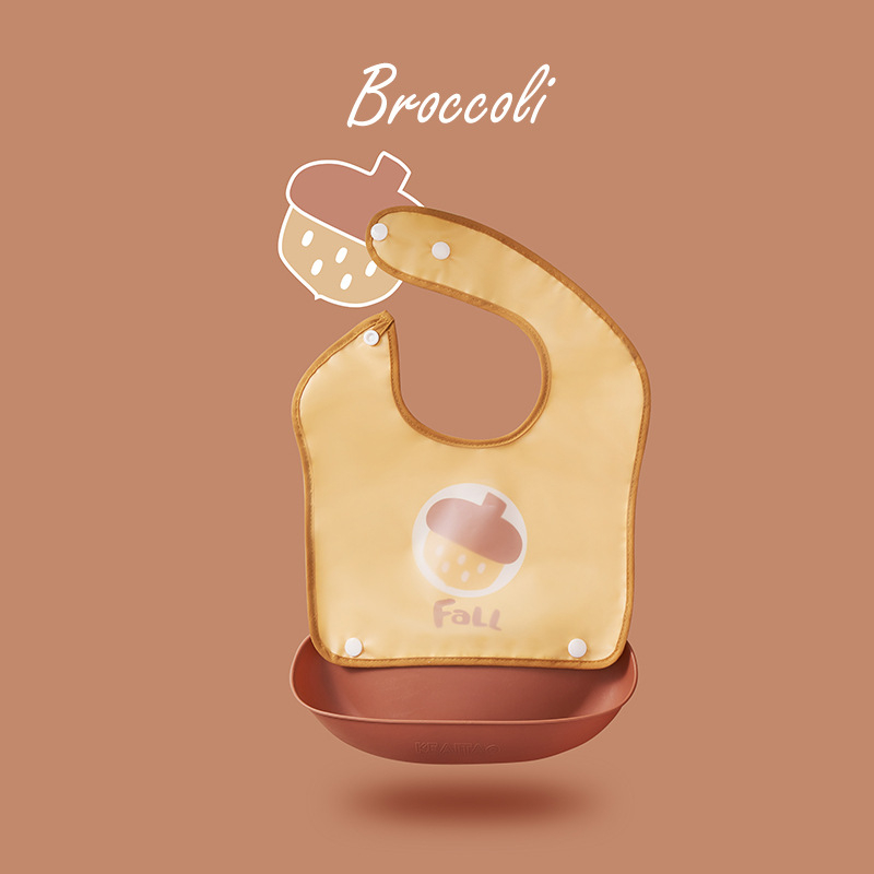 Etetőkötény EVA anyagból, vízálló, babák és gyermekek számára, 0–6 éves korosztálynak; mintázat: mintás, egyszínű, nyomtatott, figurák