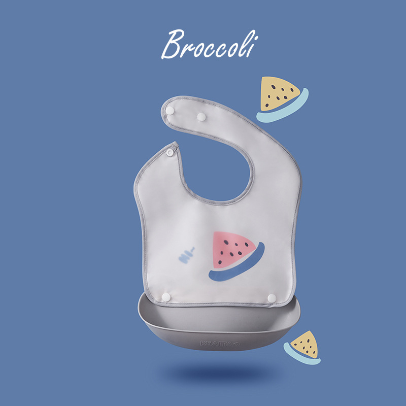 Etetőkötény EVA anyagból, vízálló, babák és gyermekek számára, 0–6 éves korosztálynak; mintázat: mintás, egyszínű, nyomtatott, figurák