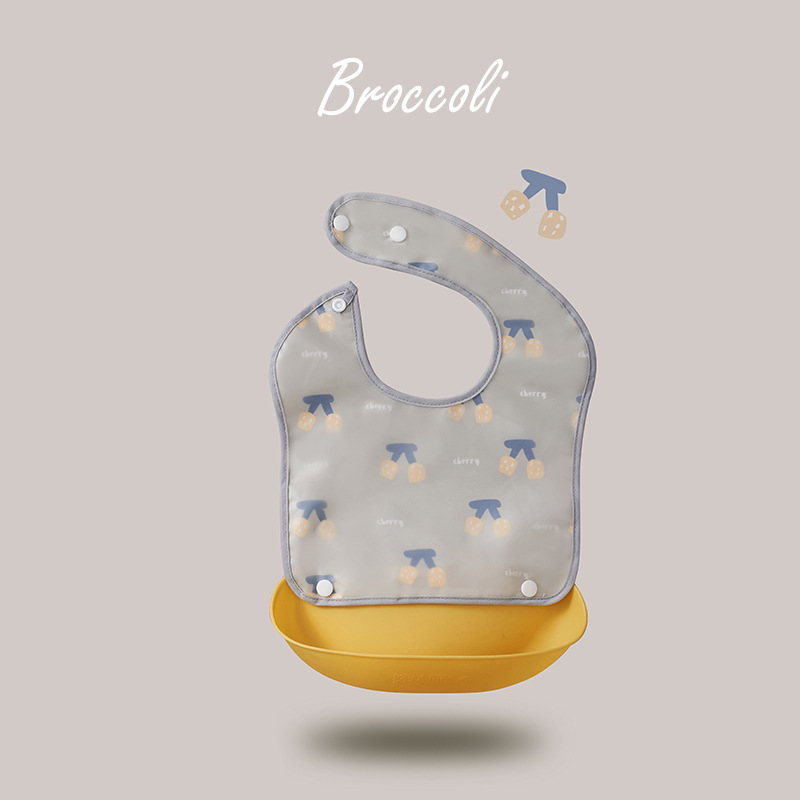 Etetőkötény EVA anyagból, vízálló, babák és gyermekek számára, 0–6 éves korosztálynak; mintázat: mintás, egyszínű, nyomtatott, figurák