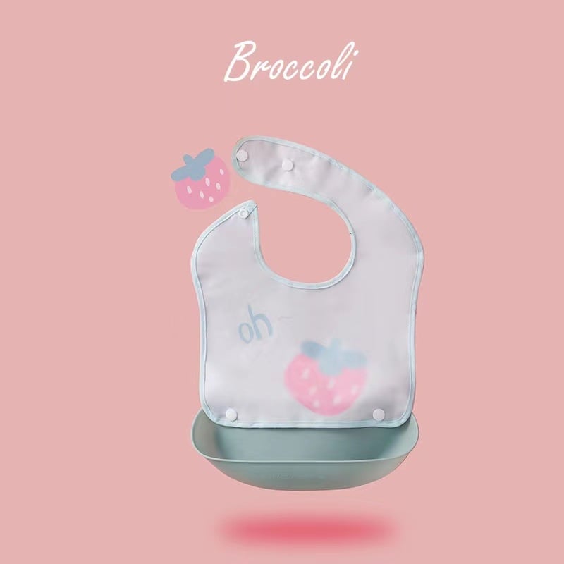 Etetőkötény EVA anyagból, vízálló, babák és gyermekek számára, 0–6 éves korosztálynak; mintázat: mintás, egyszínű, nyomtatott, figurák