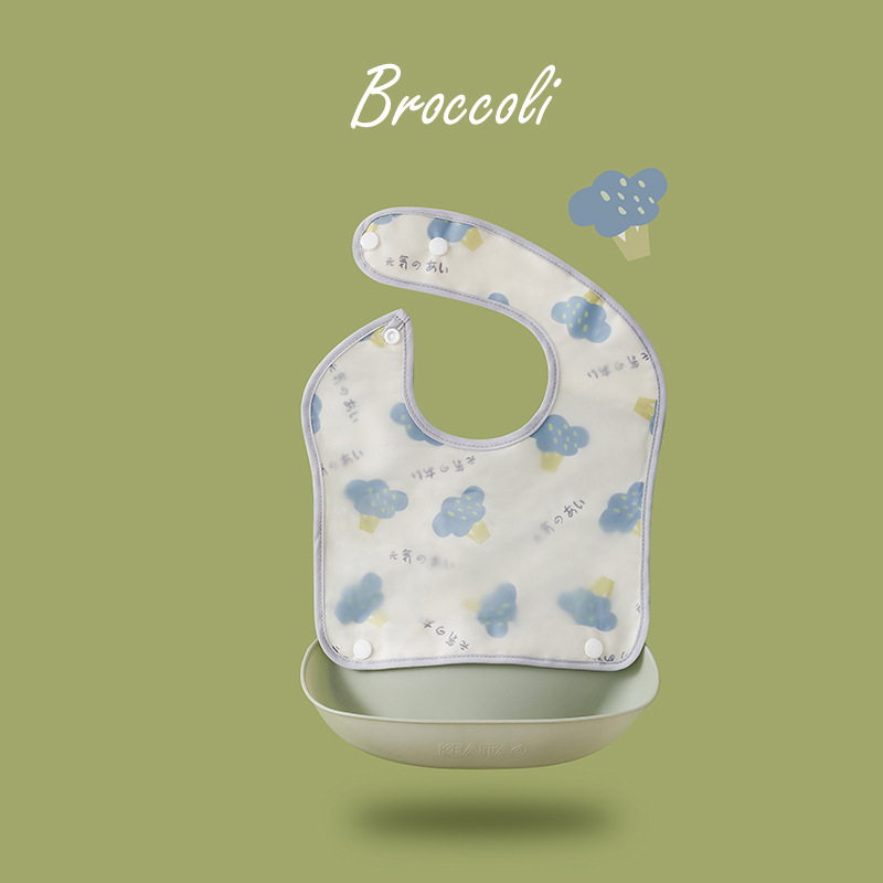 Etetőkötény EVA anyagból, vízálló, babák és gyermekek számára, 0–6 éves korosztálynak; mintázat: mintás, egyszínű, nyomtatott, figurák