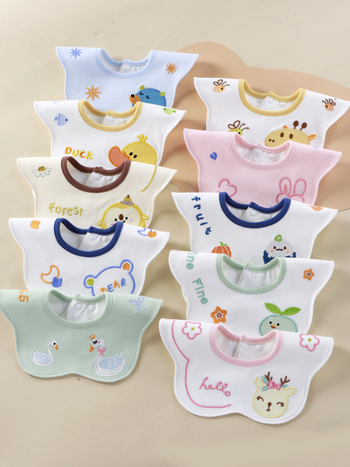 Etetőkötény csecsemőknek >95% pamut, antibakteriális 7A, vízálló, 0–3 éveseknek, uniszex, nyaknál hímzett