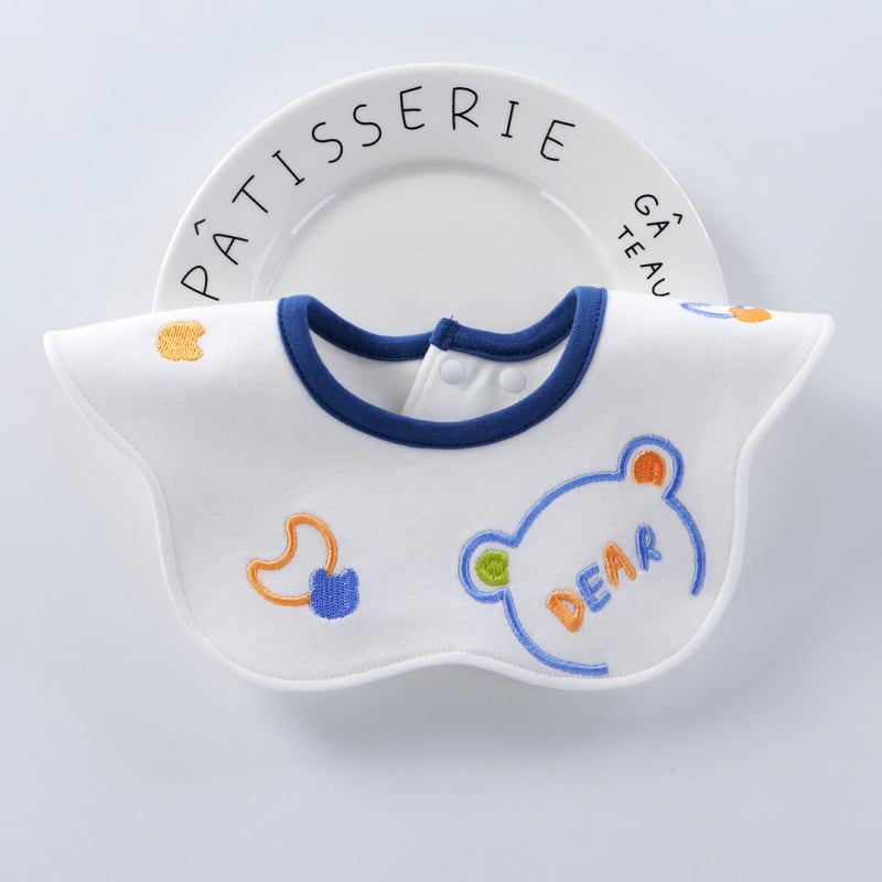 Etetőkötény csecsemőknek >95% pamut, antibakteriális 7A, vízálló, 0–3 éveseknek, uniszex, nyaknál hímzett