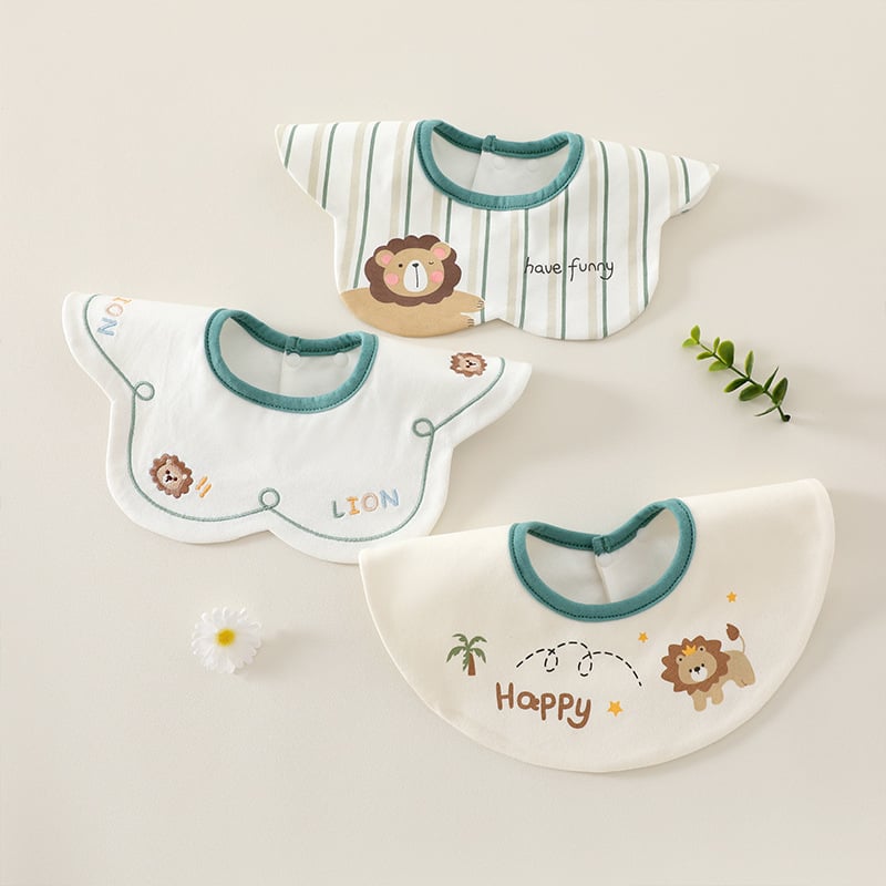 Baba vízálló etetőkendő forgatható dizájnnal, több mint 95% pamut, koreai stílusú karikatás mintával, 0–3 éveseknek