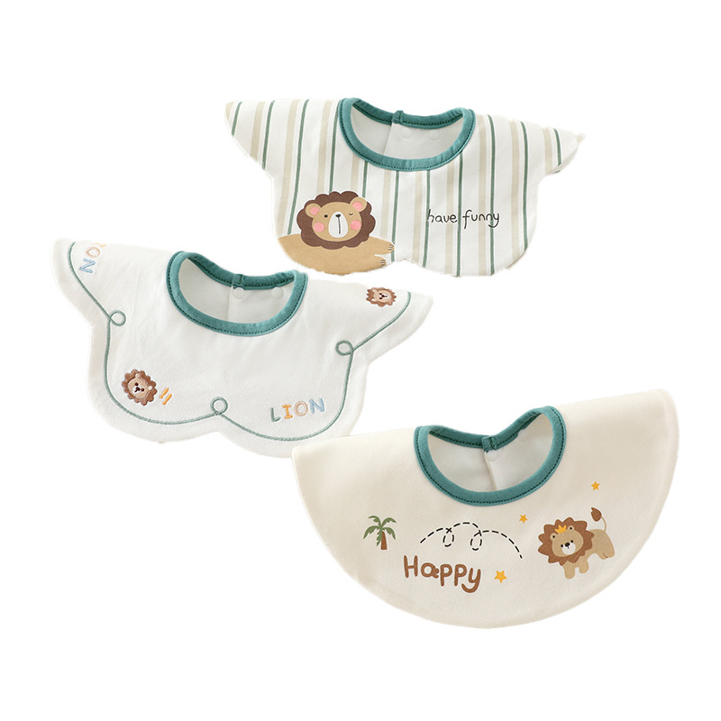 Baba vízálló etetőkendő forgatható dizájnnal, több mint 95% pamut, koreai stílusú karikatás mintával, 0–3 éveseknek