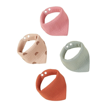 Baba etető és háromszög törölköző, 100% pamut, nedvszívó, egyszínű dizájn, magáncímke elérhető, 0–3 éveseknek