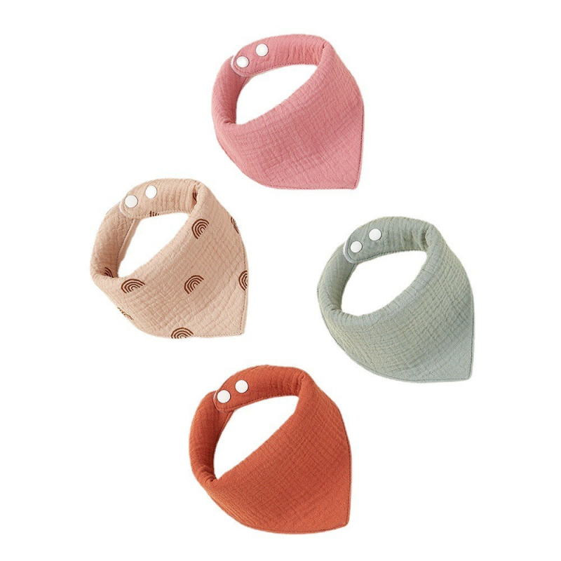 Baba etető és háromszög törölköző, 100% pamut, nedvszívó, egyszínű dizájn, magáncímke elérhető, 0–3 éveseknek