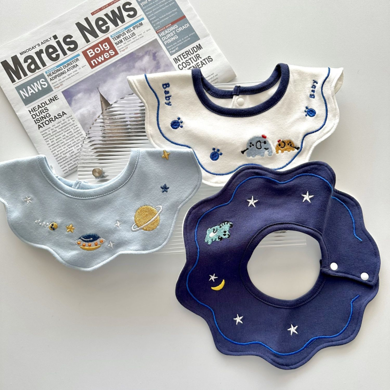 Gyerekeknek készült pamutból készült vízálló, hímzett etetőkönyv – nagy méret, tejfelszívó, lélegző, 3–8 éveseknek