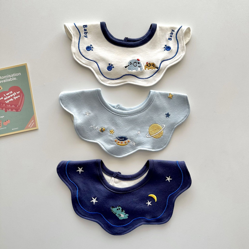 Gyerekeknek készült pamutból készült vízálló, hímzett etetőkönyv – nagy méret, tejfelszívó, lélegző, 3–8 éveseknek